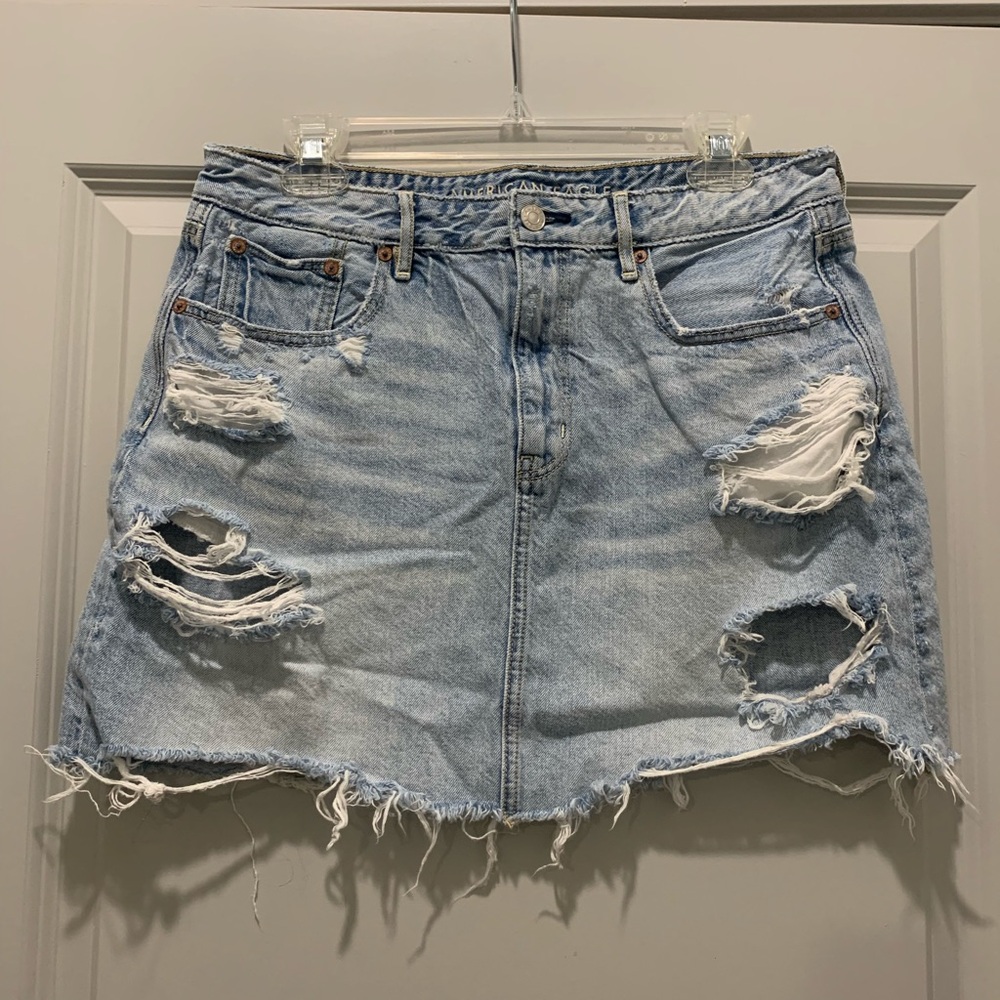 American Eagle Distressed Denim Mini Skirt